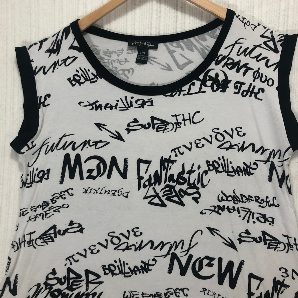 Michael Peir White & Black Graphic Tank Top
